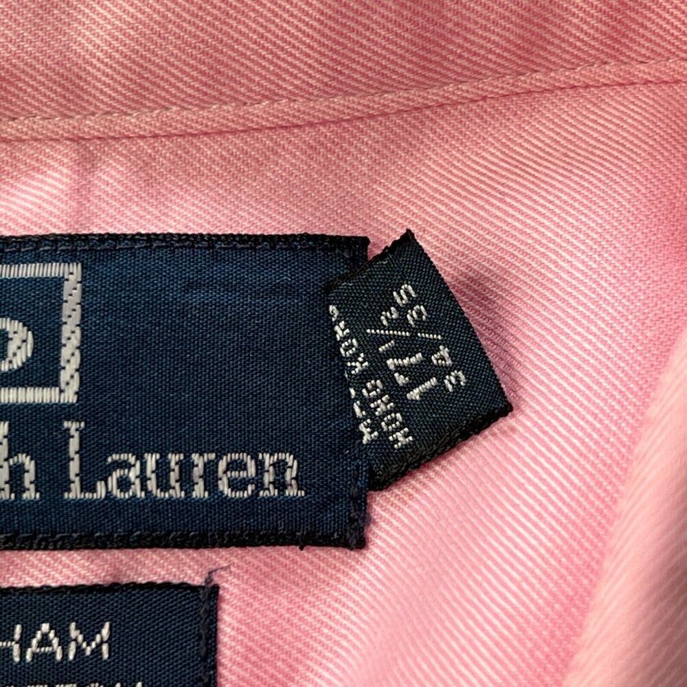 Vintage Polo Ralph Lauren Shirt Mens 17.5 34/35 Curham Pink Long Sleeve Button U - Picture 5 of 9